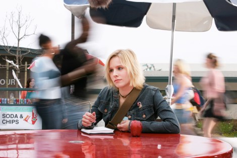 This 2004 file photo shows actress Kristen Bell in a scene from the teen detective series "Veronica Mars." Creator Rob Thomas launched a Kickstarter campaign to fund a movie of his cult TV show, which was canceled after three seasons in 2007. It met its stated goal of raising $2 million in less than 11 hours, meaning it would be greenlit to begin shooting this summer.  (Photo credit: AP photo by UPN, Scott Garfield)