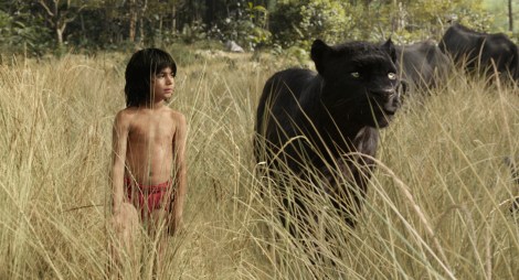 Mowgli (Neel Sethi) and Bagheera, voiced by Ben Kingsley. (Photo credit: Disney)
