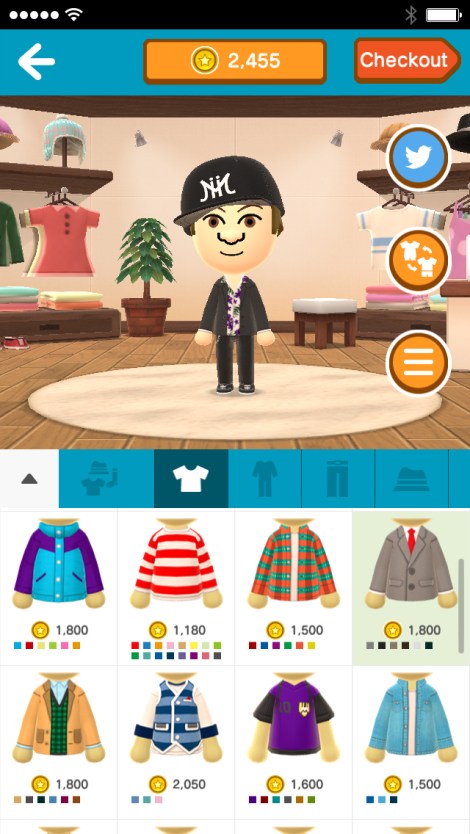 Above, part of the app called "Miitomo," featuring its customizable characters called Miis. (Nintendo)